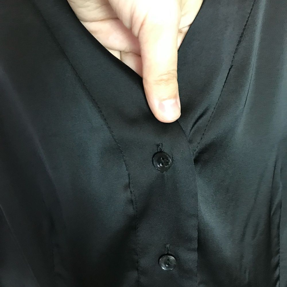 Torrid Peplum Blouse Deep Black, Satin Button Front Long Sleeve NWT 3X - Picture 11 of 13